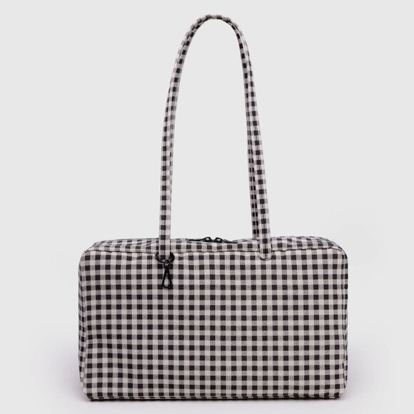 NWT Baggu Medium Nylon Bowler Bag - Black & White Gingham - Picture 1 of 2